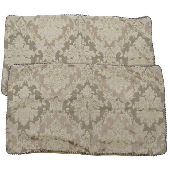 Croscill Home Pair of 2 Rectangular Scroll Diamond Beige Gold Pillow Shams - Picture 1 of 14